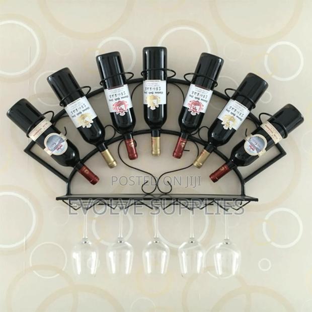 Mounted Wine Bottle Rack With Glass Holder