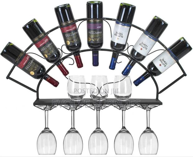 Mounted Wine Bottle Rack With Glass Holder photo 3