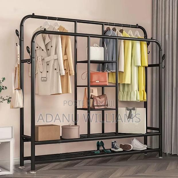 High Duty Quality Double Pole Clothes Organiser With Shelves · Photo 2
