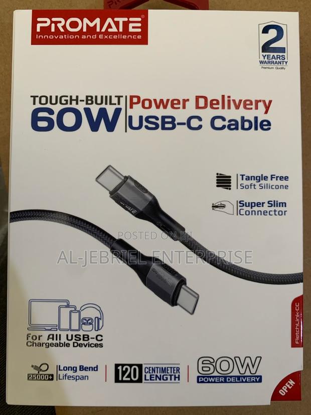 Promate Fletchlink-Cc 60W Power Delivery USB-C Cable · Photo 4