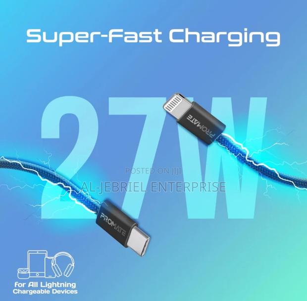 Promate Ecoline-Ci120 27W PD USB-C to Lightning Cable-(Navy) · Photo 4