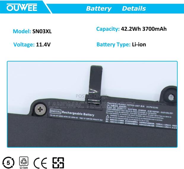 SN03XL Laptop Battery Compatible With HP Elitebook 820 · Photo 4