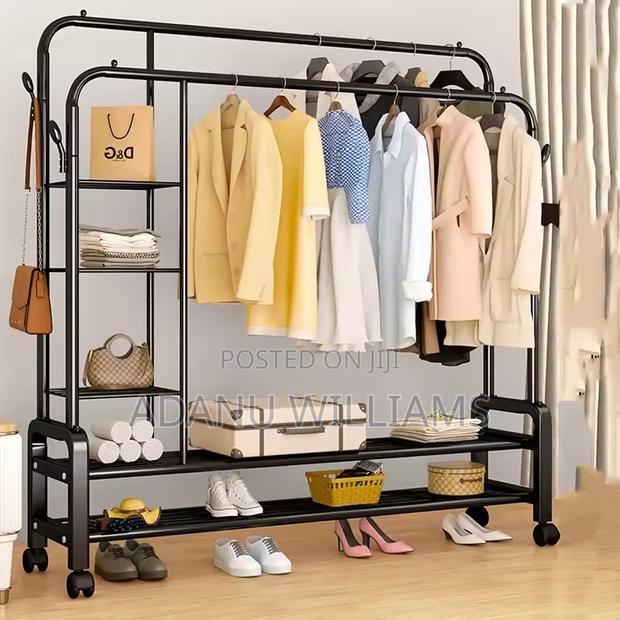 High Quality Multi Heavy Duty Clothes Rack (Shelves Wheels · Photo 2