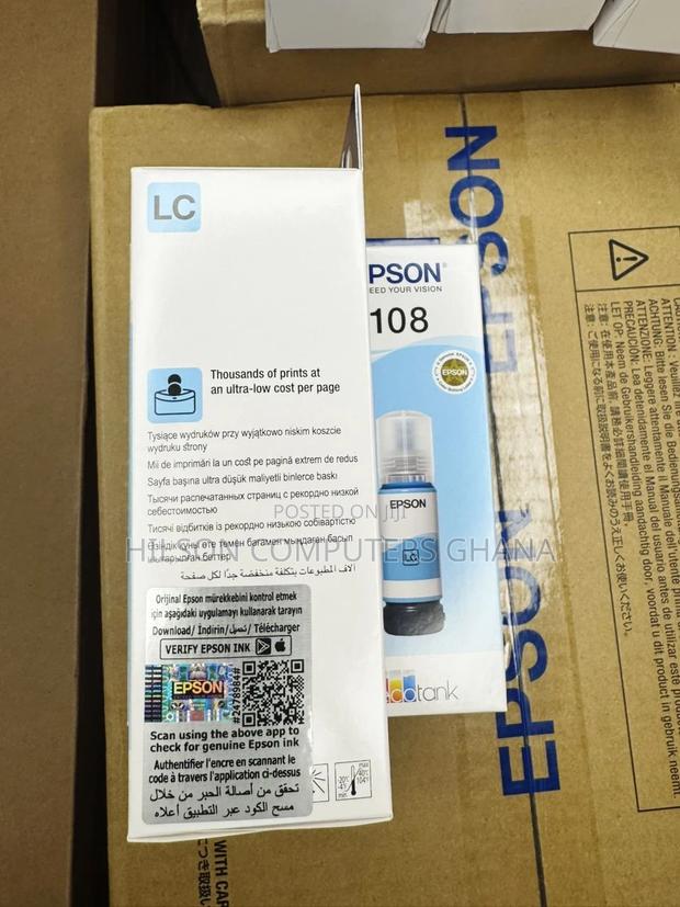 Epson 108 Original Ink Bottle - Light Cyan Lc photo 2