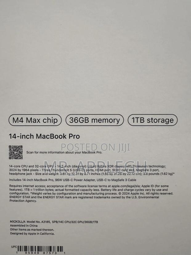 New Apple MacBook Pro 2024 M4 Max 14-Inch 36GB Apple M4 Max SSD 1T photo 3
