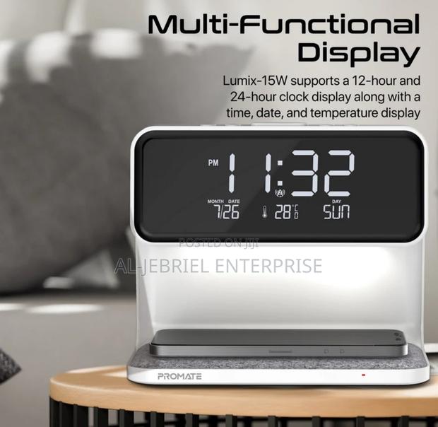 LUMIX-15W Promate Wireless Charger With Clock LED Light · Photo 4