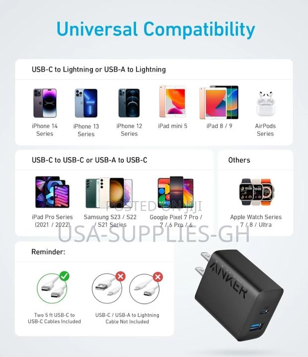 Anker 20w Fast Wall Charger With 5 Ft Usb-C Cable From Usa photo 2