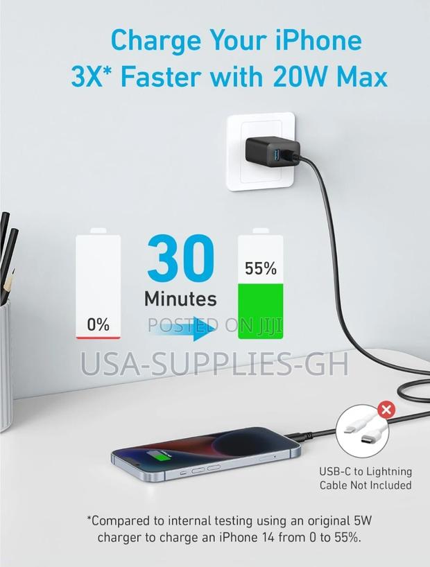 Anker 20w Fast Wall Charger With 5 Ft Usb-C Cable From Usa photo 3