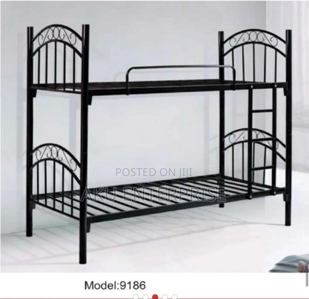Stylish Double Bunk Metal Bed Frame Mattress Excluded Black · Photo 2