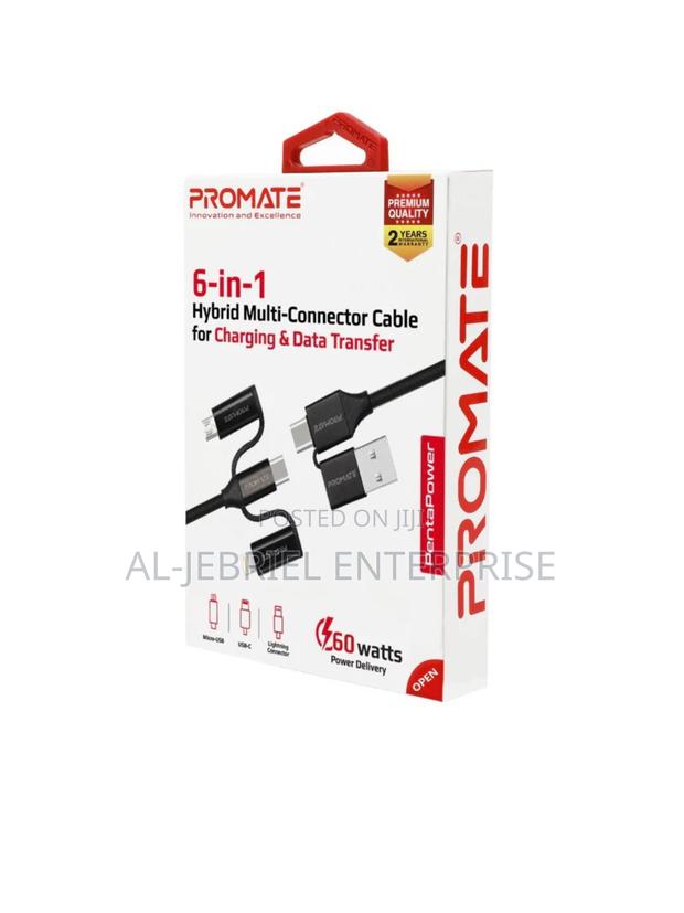 Promate 60w PD 6- In1 Hybrid Multi-Connector Cable · Photo 4