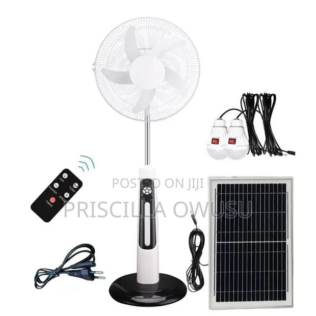 18-inch Rechargeable Fan Solar Panel 2 Bulbs Usb
