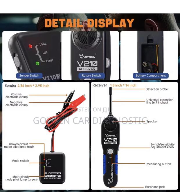 Vdiagtool V210 Car Circuit Wire Tracker Tracer 6v-42v photo 6