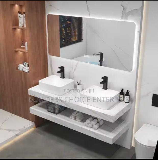 Marble Double Counter Top Basin With Led Mirror · Photo 3