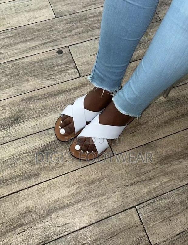 White Crossed Ladies Slippers · Photo 3