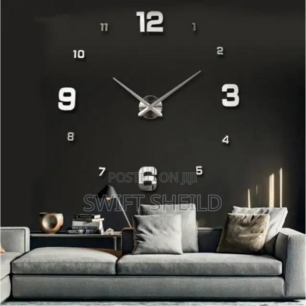 Silver Clock 3d Wall Design Clock Large 100 to 120cm · Photo 2