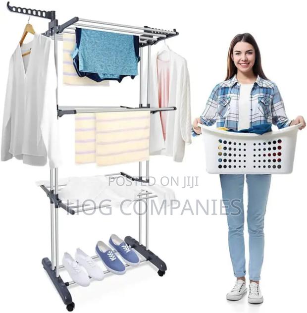 Clothes Drying Rack, 3 Layers Folding Clothes Rail - Fast Delivery · Photo 4
