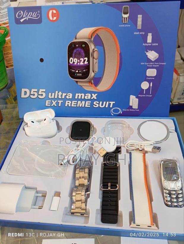 Smartwatch With Mini Nokia Phone, Airpod, Power Bank - Black