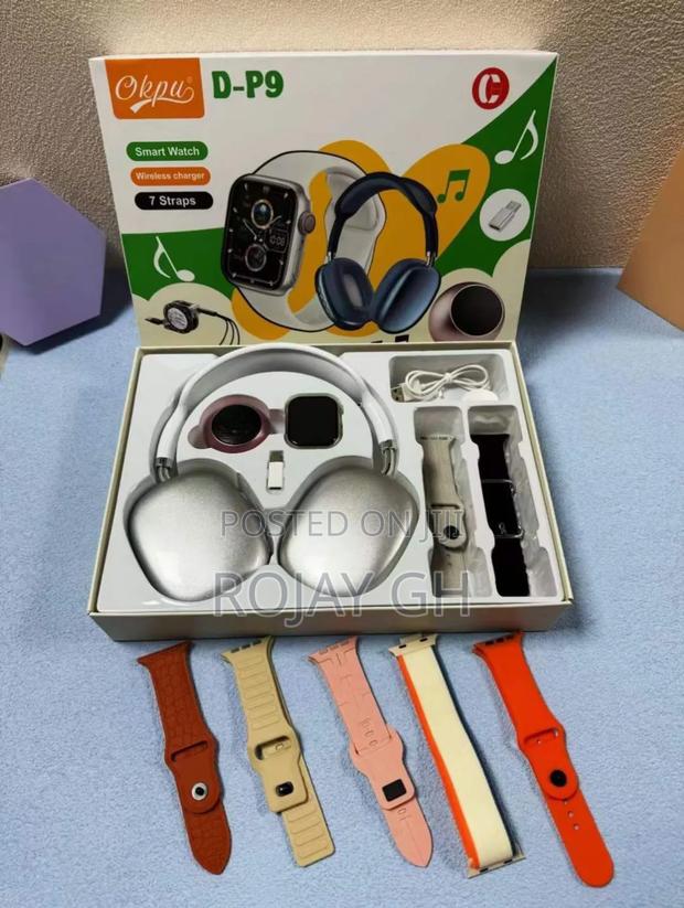 D P9 Smartwatch Combo With Mini Bt Speaker Airpod - Silver photo 2