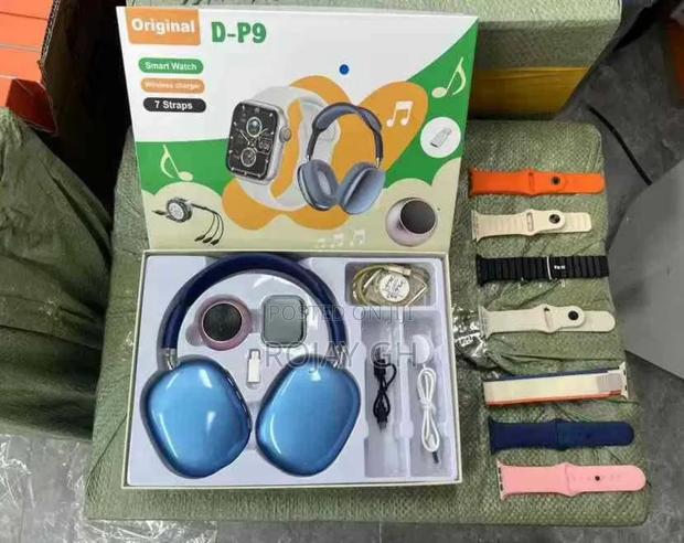 Ultra D-P9 Smart Watch Mini Fan, Airpod - Blue