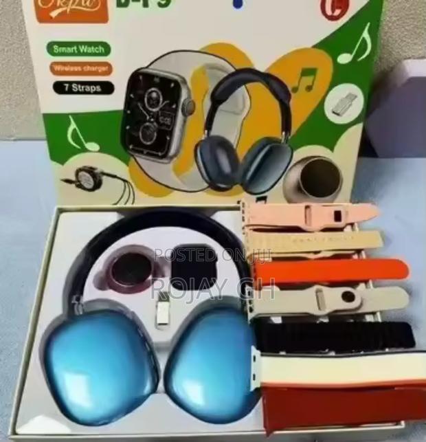 Ultra D-P9 Smart Watch Mini Fan, Airpod - Blue photo 3