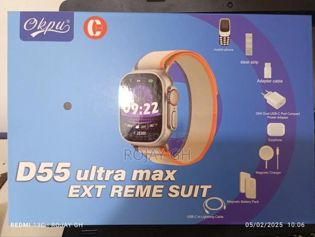 Ultra D55 Smartwatch + Mini Phone + Airpod + Magsafe- Orange photo 4