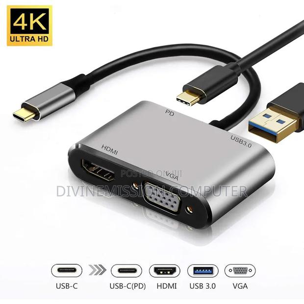 Type C Hub 4 In1 Hdmi,VGA,USB,TYPE C. Support · Photo 4