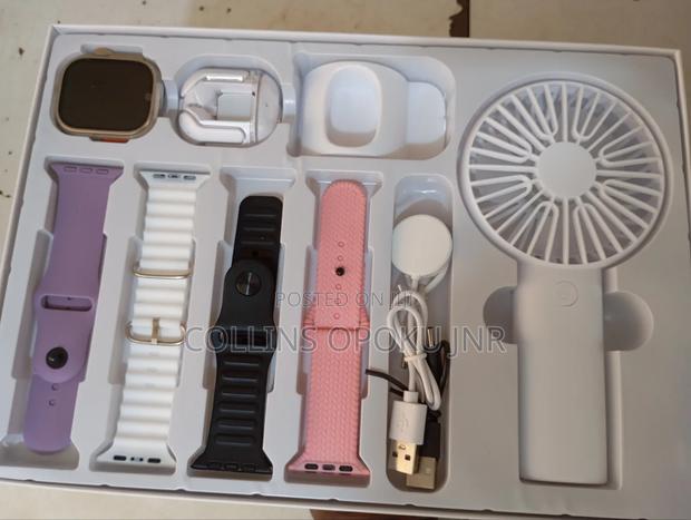 D96 Plus Smartwatch With Airdrop Hand Fan Combo - White photo 5