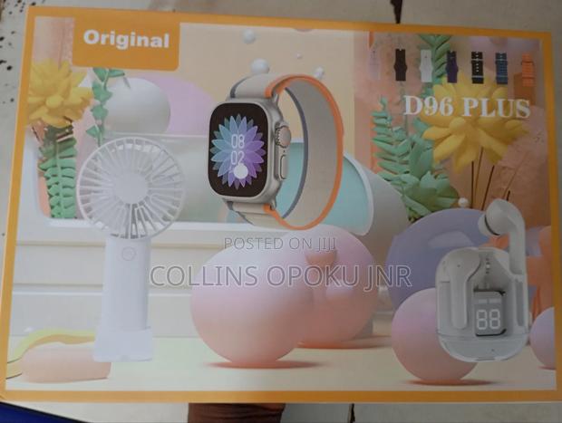 D96 Plus Smartwatch With Airdrop Hand Fan Combo - White photo 6