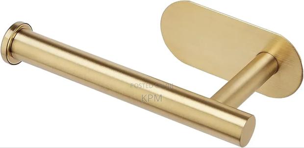 No Drill Adhesive Toilet Roll Holder Gold Color photo 5