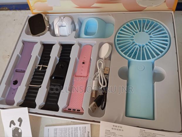 D96 Plus Smartwatch With Mini Hand Fan Earbud Set - Blue photo 7