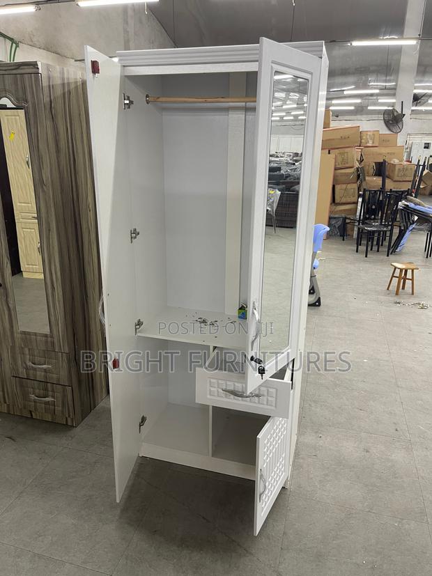 Solid Wooden Design 2 Door Wardrobe With Drawer and Mirror · Photo 4