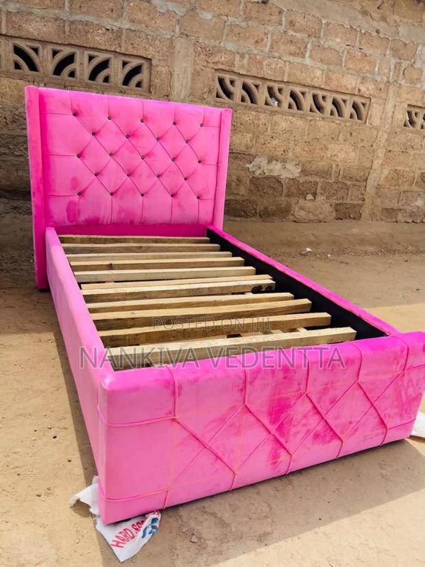 One and Half Pink Fabric Bed Frame · Photo 2