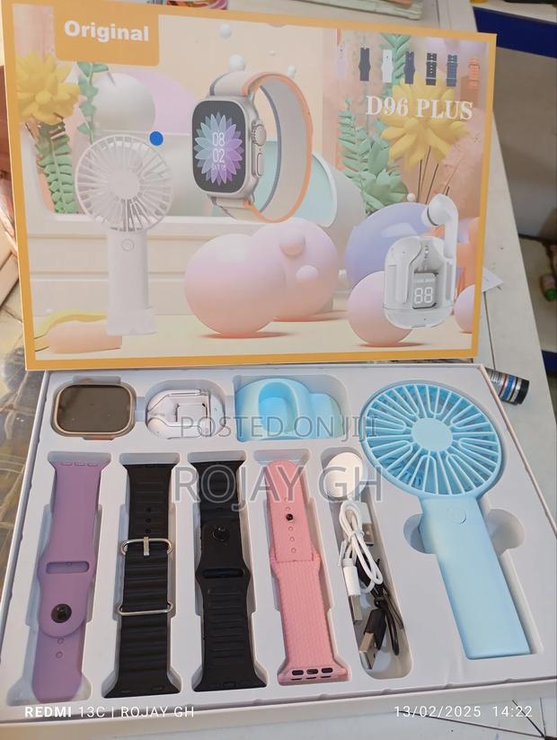 D96 Ultra Smart Watch, Earbud Rechargeable Fan - Blue photo 2