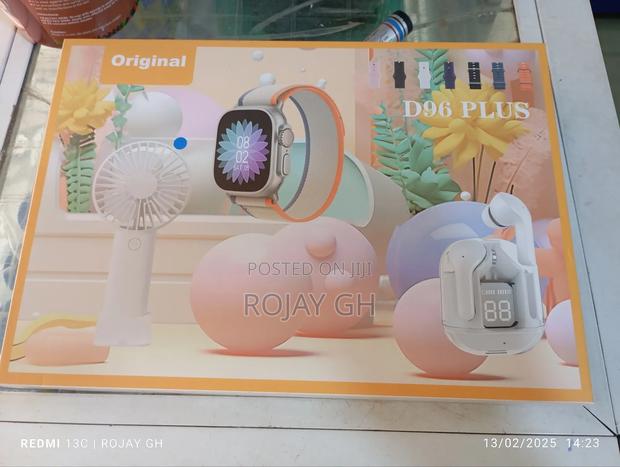 D96 Ultra Smart Watch, Earbud Rechargeable Fan - Blue photo 6