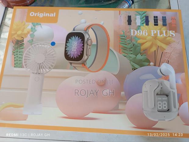 D96 Ultra Smart Watch, Earbud Rechargeable Fan - Blue photo 7