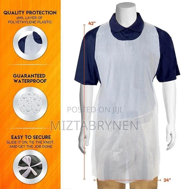 100 White Lightweight Poly Disposable Aprons