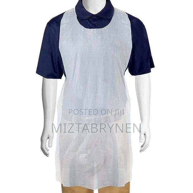 100 White Lightweight Poly Disposable Aprons photo 2