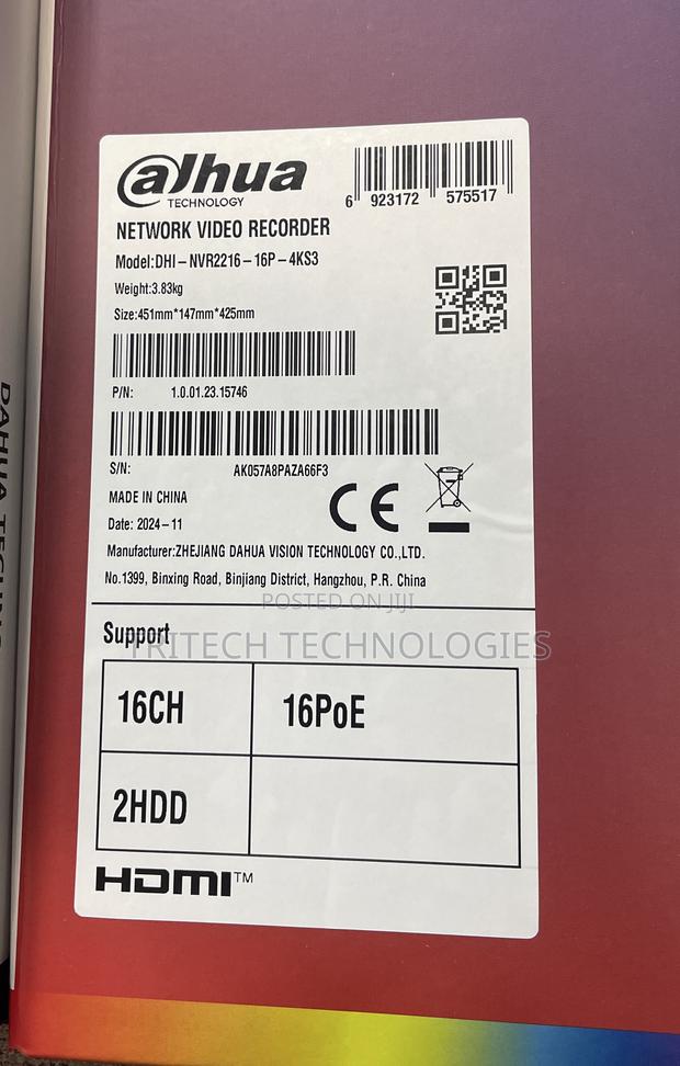 Dahua 16ch Poe NVR Wizsenseai 2hdd Slot Dhi-2216-16p-4ks3 · Photo 2