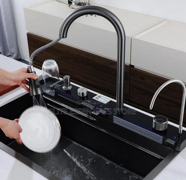 Luxury Digital Kitchen Sink With Soap Dispenser, Cup Washer