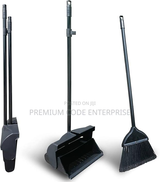Long Handled Dustpan With Broom, Set - Black · Photo 3