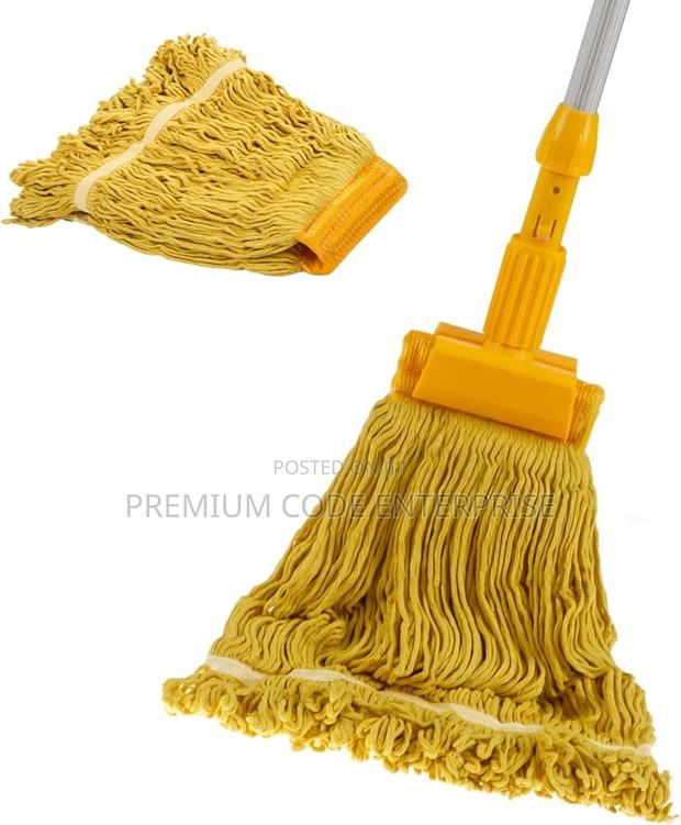 Industrial Cotton Wet Mop With Long Handle, Yellow · Photo 3