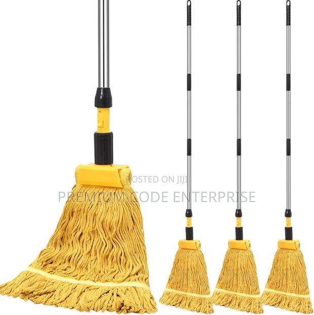 Industrial Cotton Wet Mop With Long Handle, Yellow · Photo 4