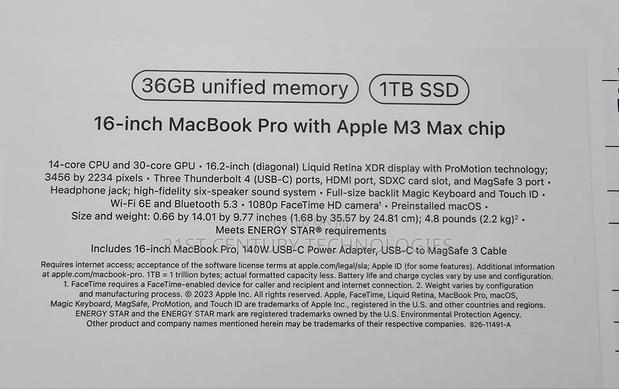 New Apple MacBook Pro 2023 M3 Max 16-inch 36GB Apple M3 Max SSD 1T · Photo 4