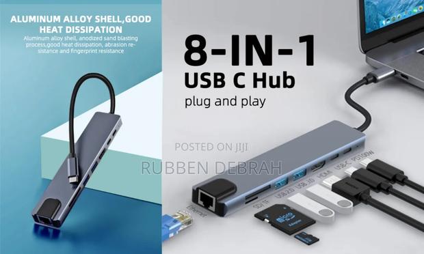 Type C Usb 8 in 1 3 1 to Hdmi Hub Adapter With Sd Tf Rj45 photo 2