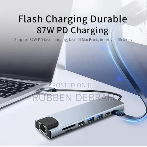 Type C Usb 8 in 1 3 1 to Hdmi Hub Adapter With Sd Tf Rj45 photo 5