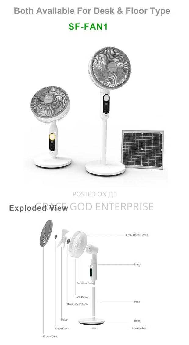 Portable Stand Pedestal Solar Fan With Panel(Last Over10hrs) photo 3