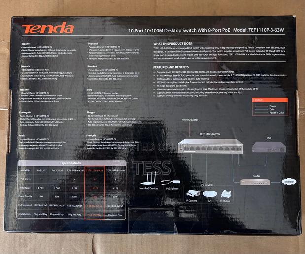Tenda 8ports Gigabit Poe Switch+2uplink Tef1110p-8-63w · Photo 4
