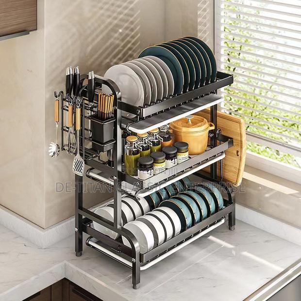 Multipurpose 3-Tier Over-Sink Dish Drying Rack - Black · Photo 4