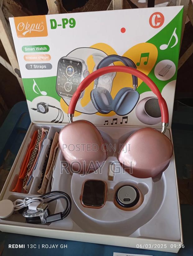 D-P9 Smart Watch With Bt Mini Speaker P9 Headphone - Red photo 2