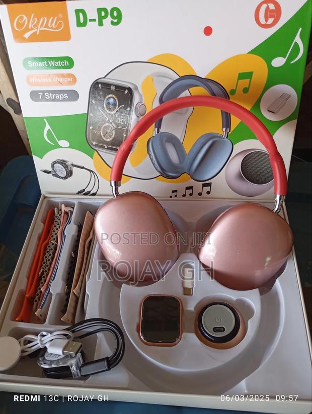 D-P9 Smart Watch With Bt Mini Speaker P9 Headphone - Red photo 6